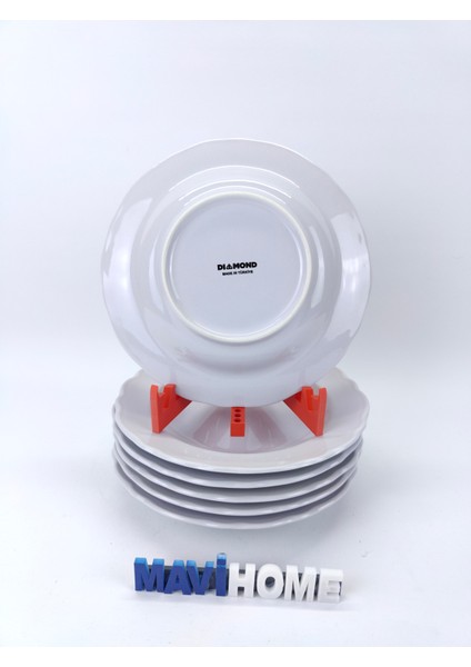 Kenarları Kendinden Desenli 22 cm Lila Yemek Tabağı 6 Lı fiyatları