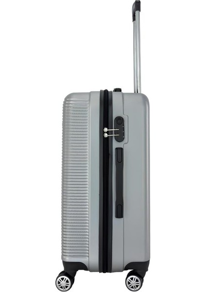 3'lü Valiz Seti ABS Valiz 4x2 Teker Gri 1451