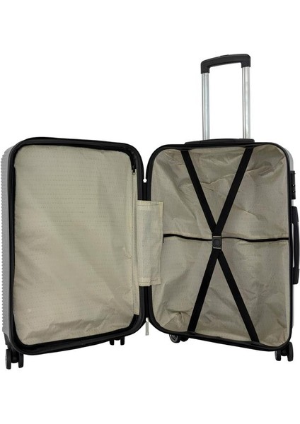 3'lü Valiz Seti ABS Valiz 4x2 Teker Gri 1451