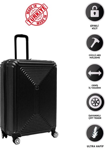 Büyük Boy Valiz 4x2 Teker Siyah 1171