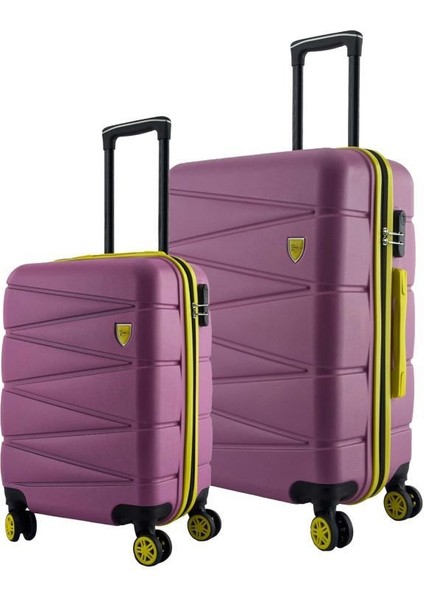 Büyük Ve Kabin Boy 2'li Valiz Seti 4x2 Teker Pembe 1164