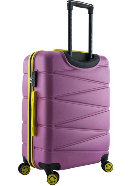 Orta Ve Kabin Boy 2'li Valiz Seti 4x2 Teker Pembe 1164