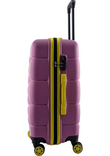 Orta Ve Kabin Boy 2'li Valiz Seti 4x2 Teker Pembe 1164