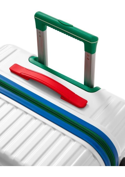 Büyük Ve Kabin Boy 2'li Valiz Seti %100 Polikarbon Valiz 4x2 Teker Beyaz 1088