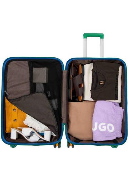 Büyük Ve Kabin Boy 2'li Valiz Seti %100 Polikarbon Valiz 4x2 Teker Beyaz 1088