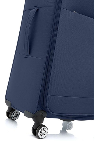 2'li Valiz Seti Büyük Ve Orta Boy Lüx Kumaş Valiz Lacivert 2082