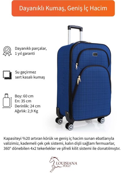 Kabin Boy 4 Teker Kumaş Valiz Saks Mavi 1081