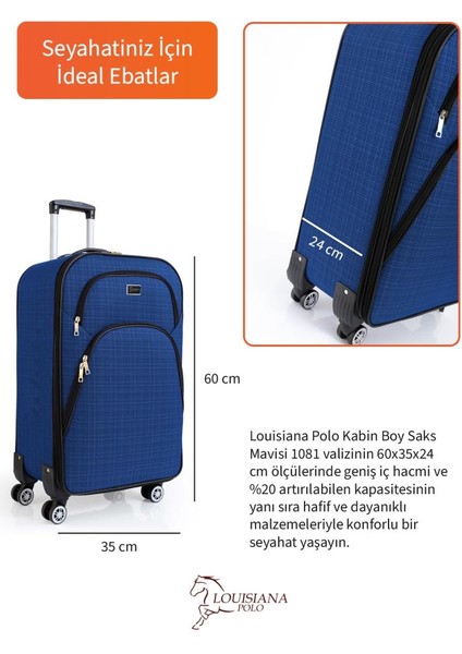 Kabin Boy 4 Teker Kumaş Valiz Saks Mavi 1081