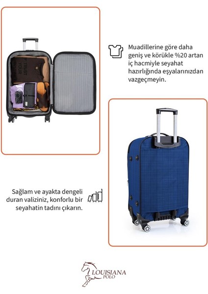 Kabin Boy 4 Teker Kumaş Valiz Saks Mavi 1081