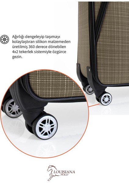 Kabin Boy 4 Teker Kumaş Valiz Bej 1081