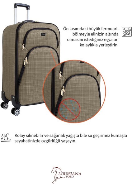 Kabin Boy 4 Teker Kumaş Valiz Bej 1081
