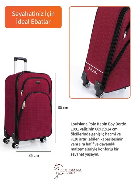 Kabin Boy 4 Teker Kumaş Valiz Bordo 1081 modelleri