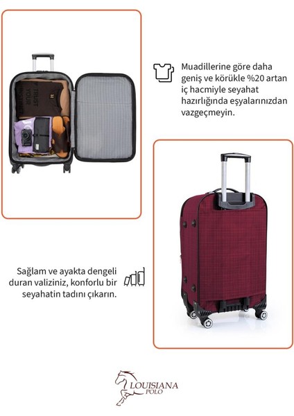 Kabin Boy 4 Teker Kumaş Valiz Bordo 1081