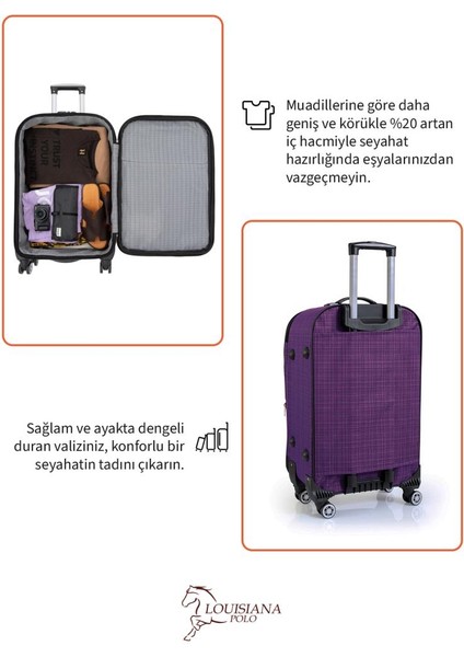 Kabin Boy 4 Teker Kumaş Valiz Mor 1081