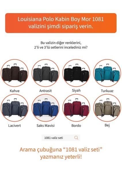 Kabin Boy 4 Teker Kumaş Valiz Mor 1081