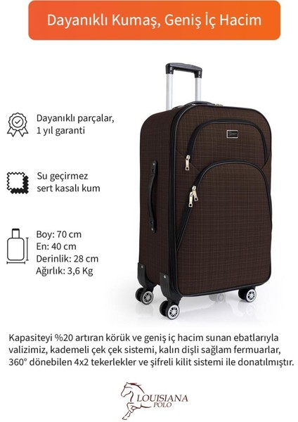 Orta Boy 4 Teker Kumaş Valiz Kahve 1081