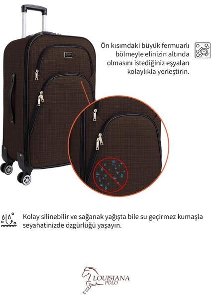 Orta Boy 4 Teker Kumaş Valiz Kahve 1081