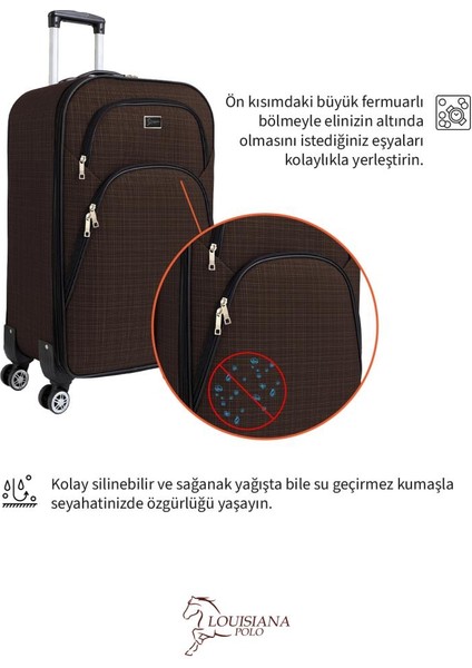 Kabin Boy 4 Teker Kumaş Valiz Kahve 1081