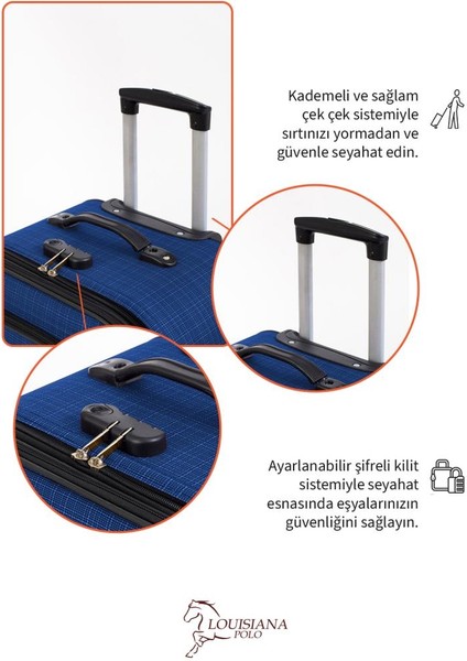 Büyük ve Orta Boy Valiz Seti 4 Teker Kumaş Valiz Saks Mavi 1081 fırsatları