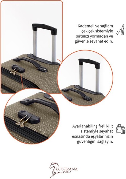 Büyük ve Orta Boy Valiz Seti 4 Teker Kumaş Valiz Bej 1081 fırsatları