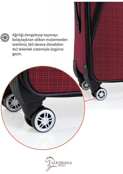Orta ve Kabin Boy Valiz Seti 4 Teker Kumaş Valiz Bordo 1081 indirimleri