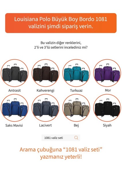 Büyük Boy 4 Teker Kumaş Valiz Bordo 1081