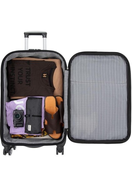 Büyük Boy 4 Teker Kumaş Valiz Gri 1081