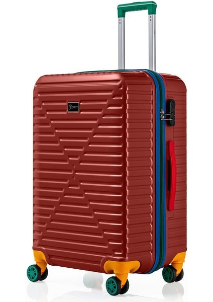 Orta Boy %100 Polikarbon Valiz 4x2 Teker Bordo 1088