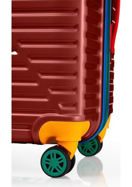 Orta Boy %100 Polikarbon Valiz 4x2 Teker Bordo 1088