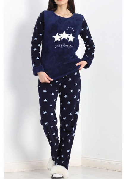 Uzun Kalın Polar Peluş Pijama Takımı
