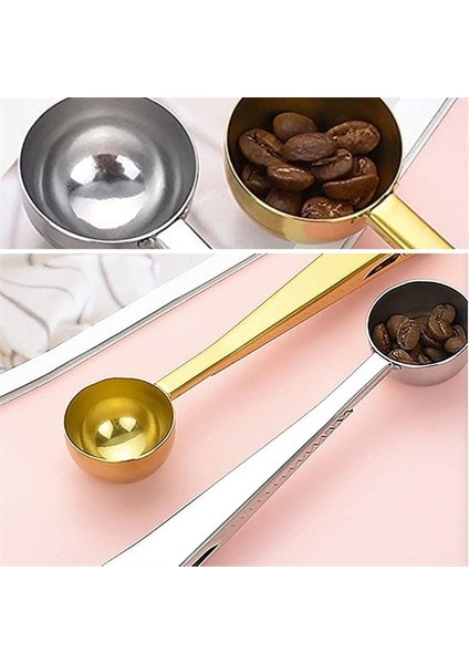 Mandallı Kahve Ölçü Kaşığı Silver Çok Fonksiyonlu Paslanmaz Çelik Kaşık (4881)