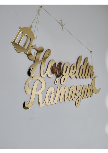 Hoşgeldin Ramazan Duvar Süsü 40 cm Gold Pleksi fiyatları