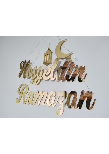 Hoşgeldin Ramazan Duvar Süsü 40 cm Gold Pleksi fırsatları