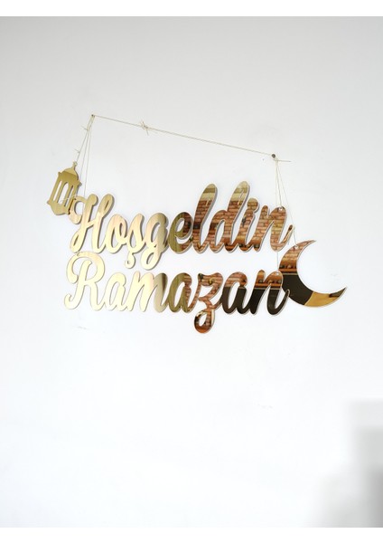 Hoşgeldin Ramazan Duvar Süsü 40 cm Gold Pleksi indirimleri