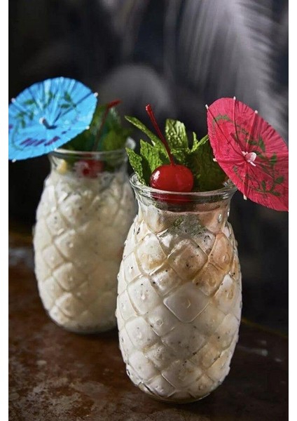 - Limonata Bardak Seti , Soğuk Kahve Bardağı , Milkshake Bardağı , Meşrubat Bardağı Ananas Tasarım 550 ml Bardak