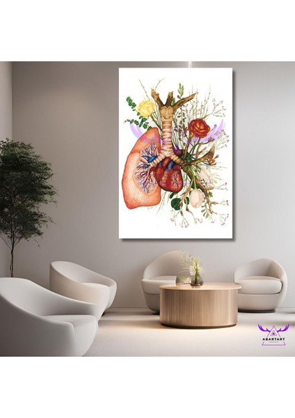 Tekli Dikey Kanvas Hastane Polklinik Tablosu Çiçekler ve Nefes