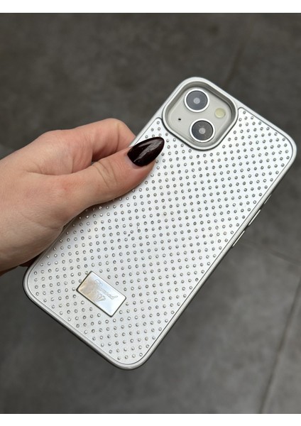 iPhone 15 Uyumlu Elmas Pırlanta Taşlı Gümüş Kılıf