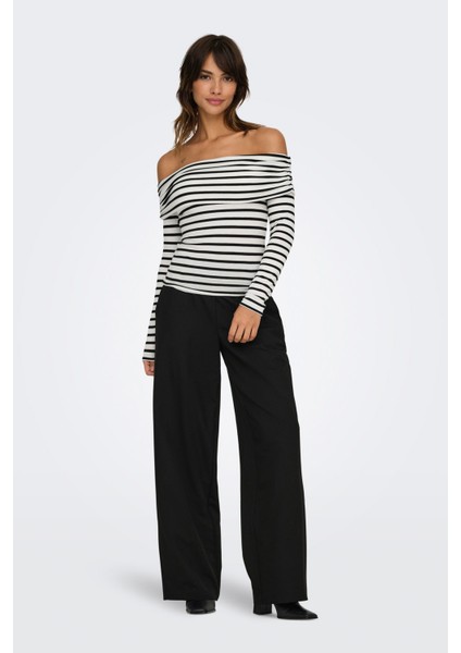 Onlglamour L/s Off Should Siyah Kadın Uzun Kol T-Shirt modelleri