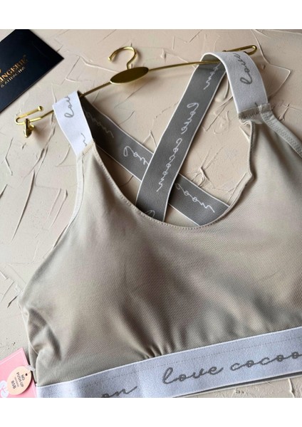 Koza -Love Cocoon- Yazılı Push-Up Arkası Çapraz Lastikli Esnek Spor Sütyeni fiyatları