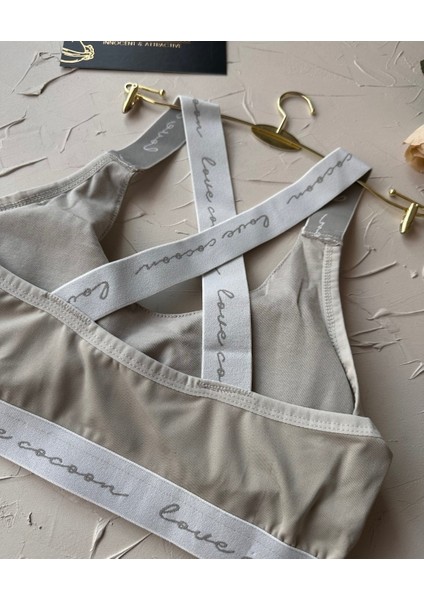 Koza -Love Cocoon- Yazılı Push-Up Arkası Çapraz Lastikli Esnek Spor Sütyeni indirimleri