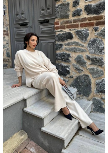 Oversize Kalıp Kazak Pantolon Ikili Triko Takım 0316 modelleri