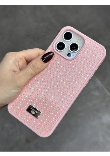 iPhone 15 Pro Max Uyumlu Elmas Pırlanta Taşlı Pembe Kılıf fırsatları