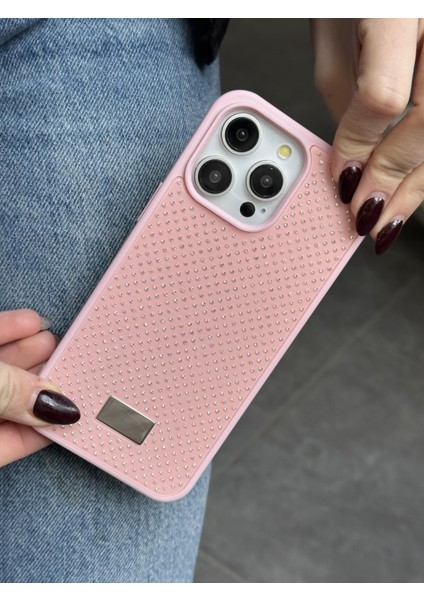 iPhone 15 Pro Max Uyumlu Elmas Pırlanta Taşlı Pembe Kılıf indirimleri
