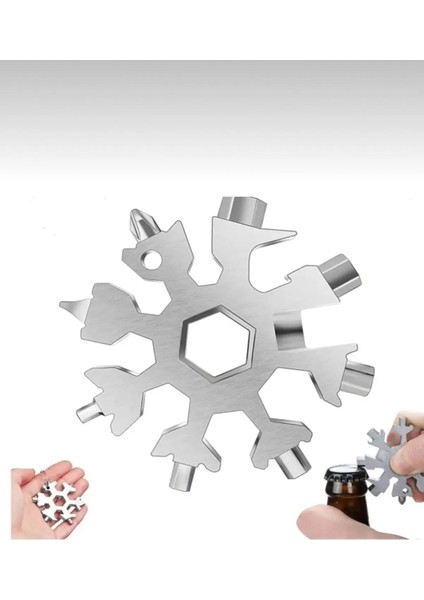 3 Adet Kar Tanesi Çelik Taşınabilir Çok Amaçlı Tornavida Takımı/anahtarlık Şişe Açıcı 18 In 1