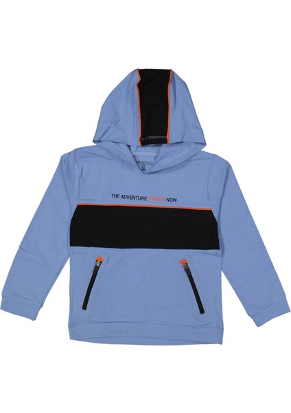 Adventure Baskılı Kapüşonlu Erkek Sweatshırt