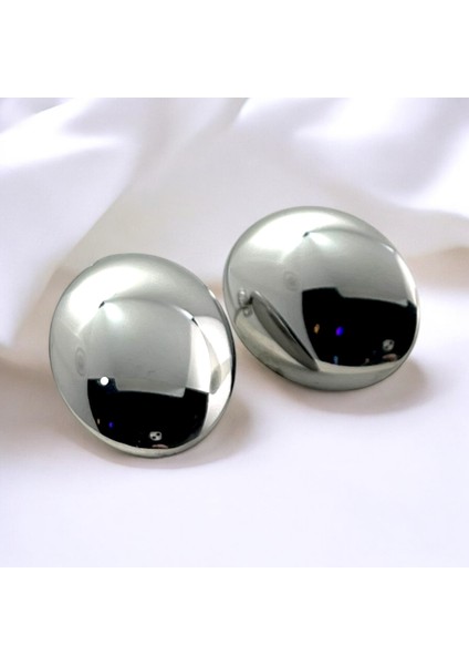 Oval Gümüş Renk Çelik Küpe fiyatları