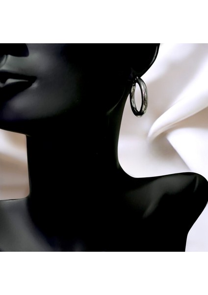 Çelik Gümüş Renk Halka Küpe modelleri