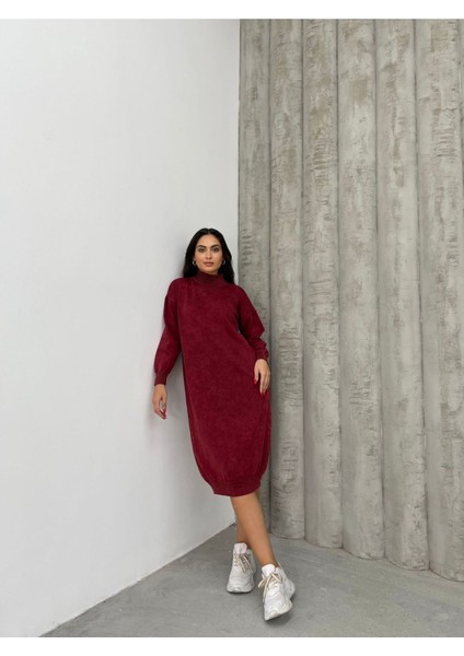 Dıe&more Kadın Batik Yıkamalı Oversize Uzun Kollu Bol Triko Elbise fırsatları