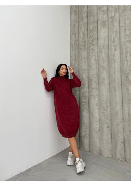 Dıe&more Kadın Batik Yıkamalı Oversize Uzun Kollu Bol Triko Elbise indirimleri