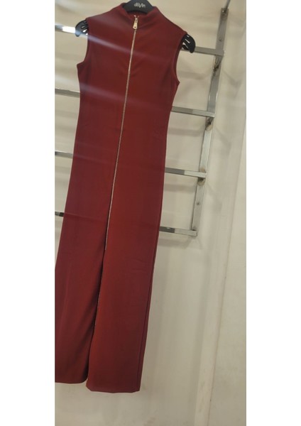 Mzr Collection Kadın Ottoman Kumaş Toparlayıcı Önü Full Fermuarlı Dik Yaka Kolsuz Kalem Elbise modelleri
